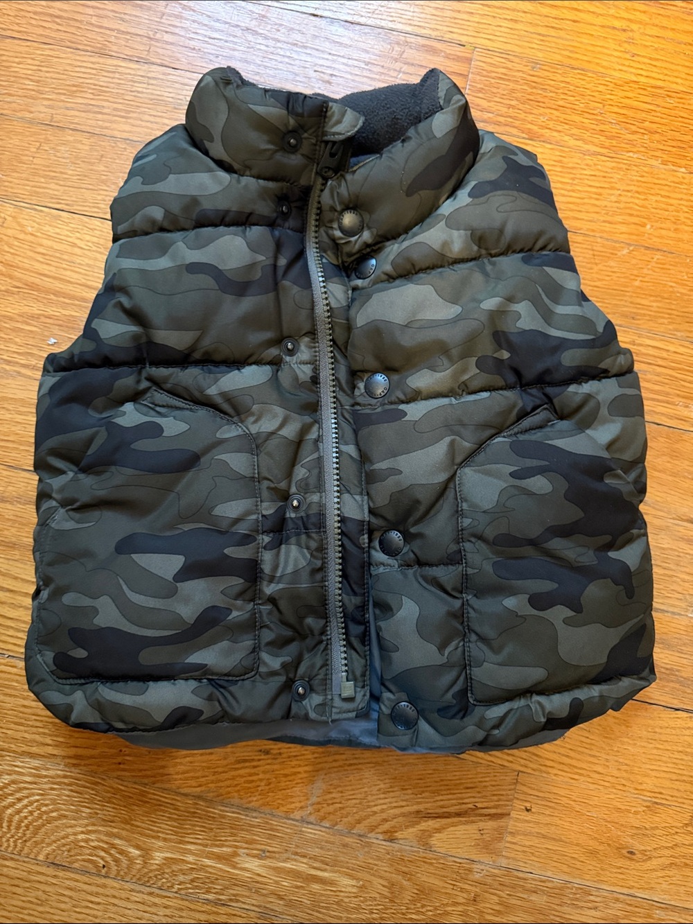Baby GAP Black and Green Camo Fleece-Lined puffer vest